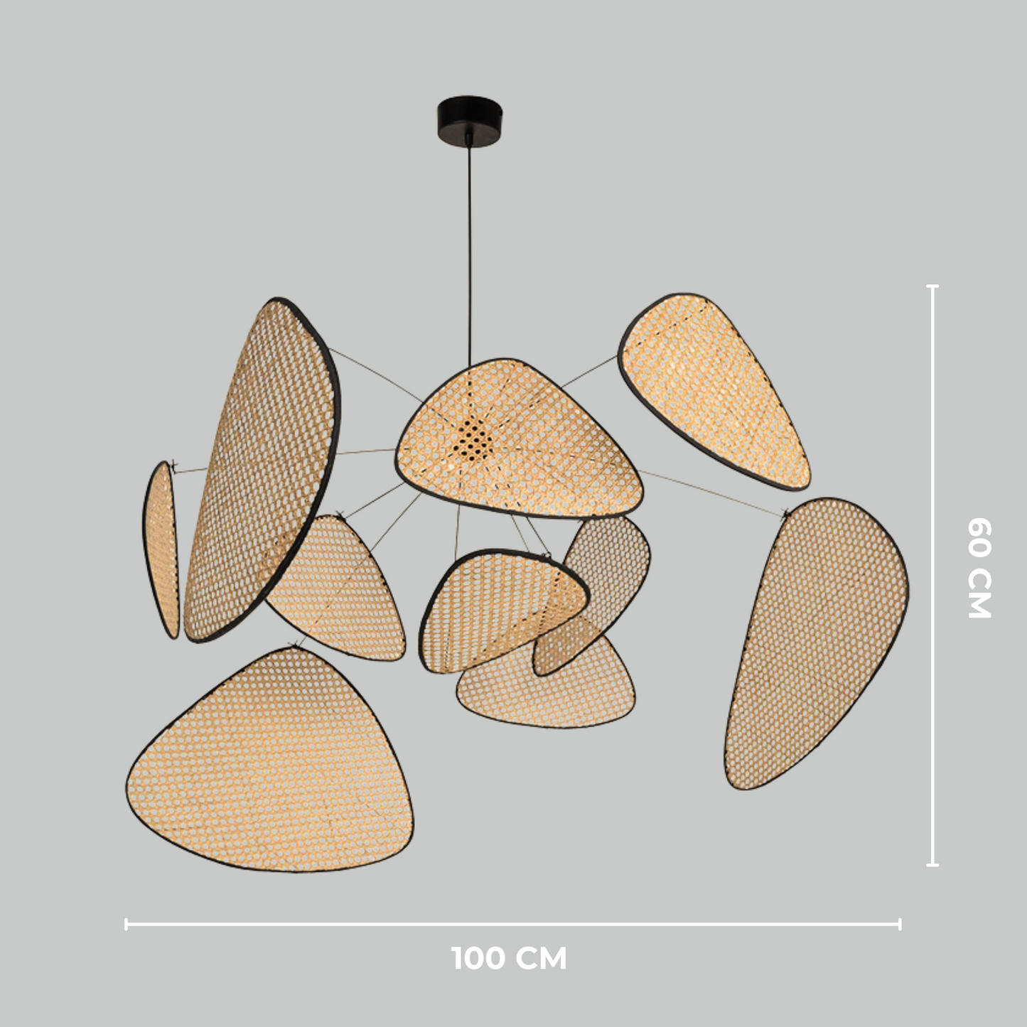 EIRA - Designer-Pendelleuchte mit handgeflochtenen Bambusplatten