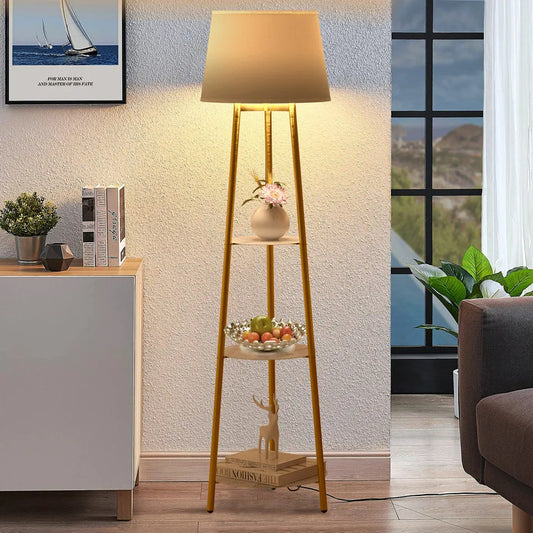 FLOE - Moderne dreibeinige Stehlampe mit Regalen